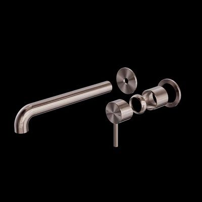 ZEN SS316L WALL BASIN/BATH MIXER SEPARATE BACK PLATE 185MM SPOUT TRIM KITS ONLY