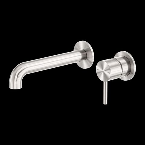 ZEN SS316L WALL BASIN/BATH MIXER SEPARATE BACK PLATE 230MM SPOUT BRUSHED NICKEL