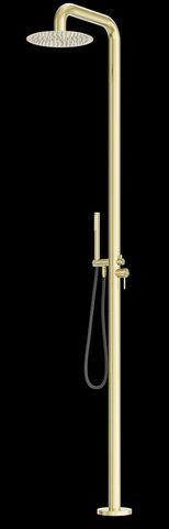 ZEN SS316L OUTDOOR FREESTANDING SHOWER COLUMN BRUSHED GOLD