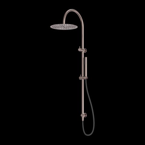 ZEN SS316L TWIN SHOWER WITH OUTDOOR SHOWER HOSE BRUSHED BRONZE