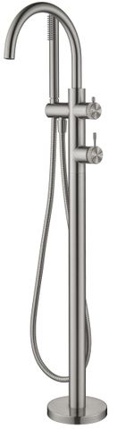 Mica Fluted Freestanding B/Spout - W/Hpiece - Brushed Nickel