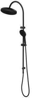 Mica Fluted Gooseneck Dual Shower - Black - BOM