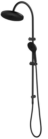 Mica Fluted Gooseneck Dual Shower - Black - BOM