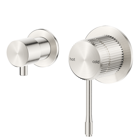 Mica Fluted Sideways Shower Mixer Diverter - Brushed Nickel