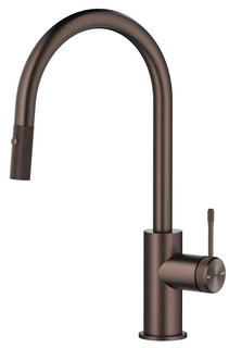 Mica Fluted Pull-Out Gooseneck Sink Mixer - Dusk Bronze