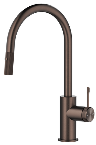 Mica Fluted Pull-Out Gooseneck Sink Mixer - Dusk Bronze