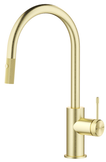 Mica Fluted Pull-Out Gooseneck Sink Mixer - French Gold