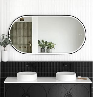 LED Noosa 1500x750 Black Metal Frame Mirror