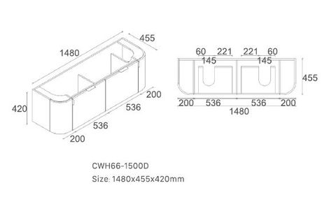 PLATEAU WALL HUNG 1500MM DOUBLE NATURAL TIMBER