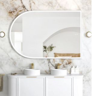 LED Archie 1500x1000 White Metal Frame Mirror