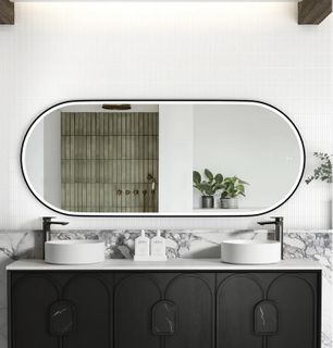 LED Noosa 1800(W)x750(H) Black Metal Frame Mirror- Install Horizontal or Vertica