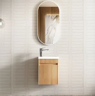 Mini Ensuite Vanity 400mm Woodland Oak Fluted Vanity