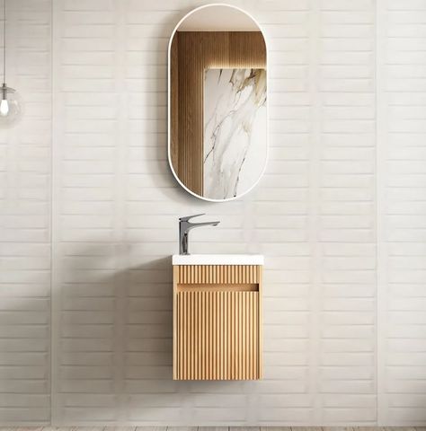 Mini Ensuite Vanity 400mm Woodland Oak Fluted Vanity