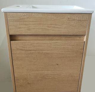 Blair Natural Oak Wall Hung Vanity with Ceramic Top