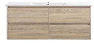 MINA 1500MM DOUBLE BOWL WALL HUNG VANITY NATURAL TIMBER