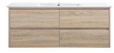 MINA 1500MM DOUBLE BOWL WALL HUNG VANITY NATURAL TIMBER