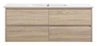 MINA 1200MM DOUBLE BOWL WALL HUNG VANITY NATURAL TIMBER