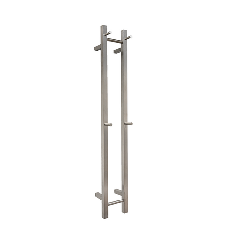 V2 Brushed Nickel Vertical Heated Towel Rail 2 Bars