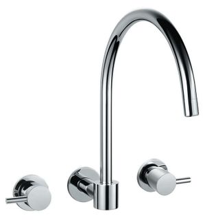 Ramsay Round Chrome 1/4 Lever Wall Sink Set