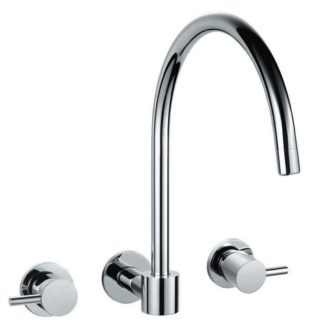 Ramsay Round Chrome 1/4 Lever Wall Sink Set