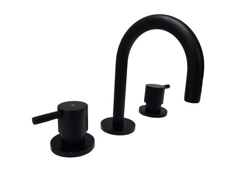 Ramsay Round Black 1/4 Lever Basin Set