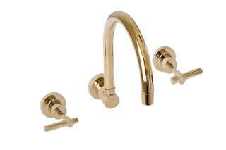 Sabine Round Lever Wall Sink Set PVD Polished Gold