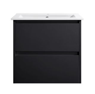 Amber 600 MATTE BLACK Wall Hung Vanity Cabinet Only
