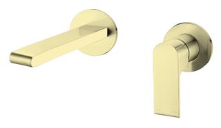 Bianca Brushed Gold Wall Basin Mixer- Separate Back Plate