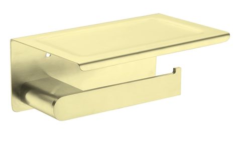 Bianca Brushed Gold Toilet Roll Holder with Phone Shelf