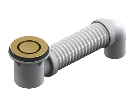 P&W Brass 40mm Brushed Gold Bath Pop Down With Flexible Connector