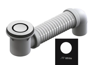 P&W Brass 40mm White Bath Pop Down With Flexible Connector