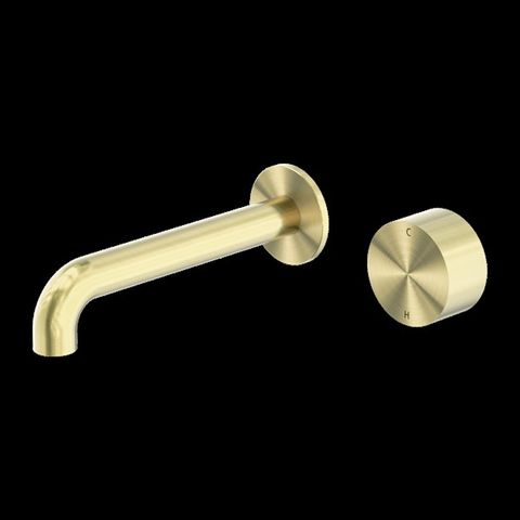 Kara Brushed Gold Progressive Wall Basin Set 185mm Spout