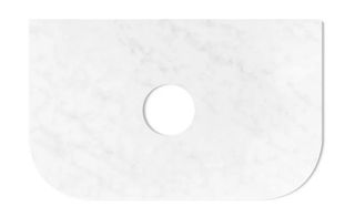 Bondi 750x460X20mm Counter Solid Surface Top - Cloudy Carrara, Waste Hole 130mm