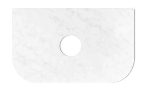 Bondi 750x460X20mm Counter Solid Surface Top - Cloudy Carrara, Waste Hole 130mm