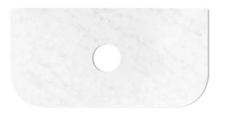 Bondi 900x460X20mm Counter Solid Surface Top - Cloudy Carrara, Waste Hole 130mm