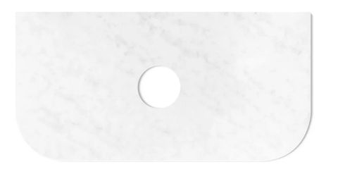 Bondi 900x460X20mm Counter Solid Surface Top - Cloudy Carrara, Waste Hole 130mm