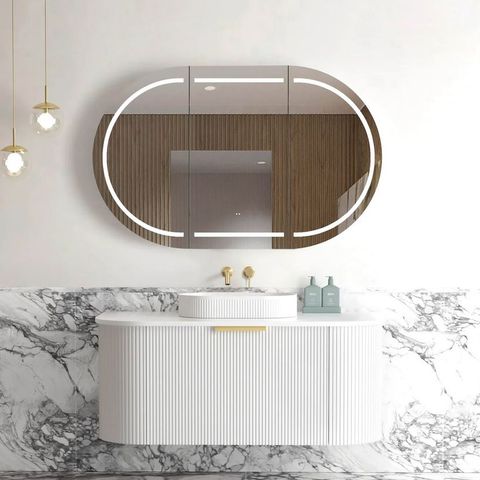BONDI 1200x460X450 Wall Hung White Fluted Vanity Cabinet Only