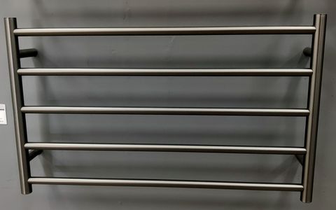 Heated Towel Rail Gun Metal Round 5 Bar Dual Wire