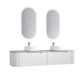 Petra 1800 Wall Hung Curved Matte White Vanity with Cato Stone Top