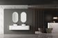 Petra 1800 Wall Hung Curved Matte White Vanity with Flat White Stone Top