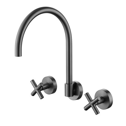 Ryker Gun Metal Wall Sink Set 1/4 Turn