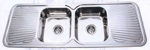 Sink Round Corner 1380 Double Bowl/Double Drainer