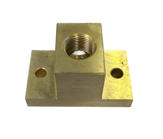 Brass Elbow Block with 2 x 3/8" BSP ports.