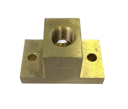 Brass Elbow Block with 2 x 3/8" BSP ports.