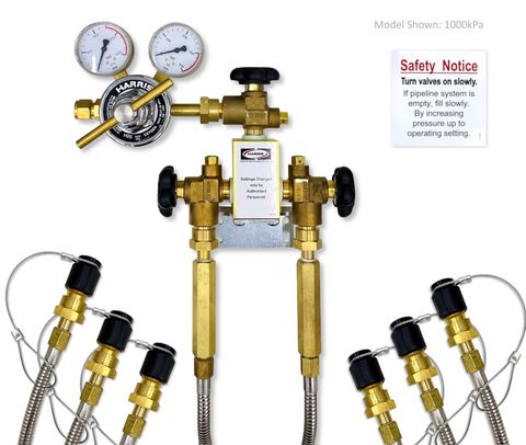 3 x 3 Oxygen Manifold 1500kpa (1.2m) (1"T) (Rails)