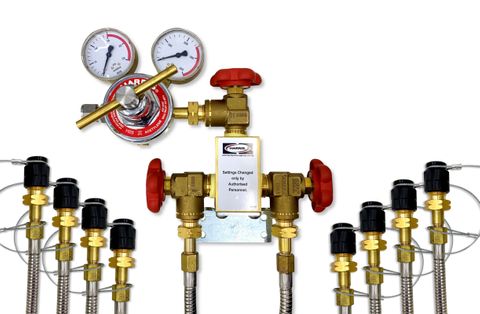 4 x 4 Acetylene Manifold 150kPa (1.8m, 1"T, Rails)