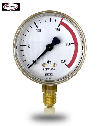 800 Series Gauge (E) & Seal - 0-250kPa Acetylene