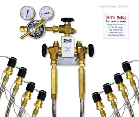 4 x 4 Oxygen Manifold 1500kPa (1.2m, 3/4"T, Rails)