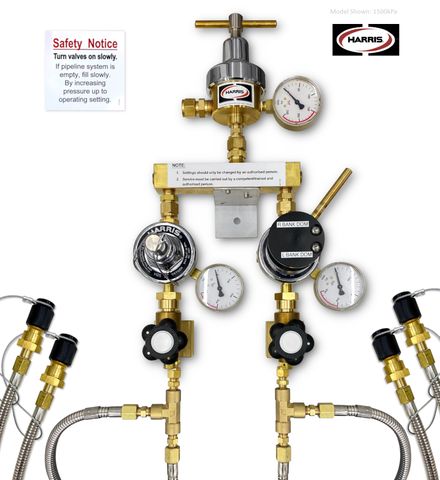 2 x 2 Oxygen Manifold 1500kPa (1.2m, 1/2" Tube)