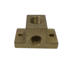 Brass Elbow Block: 2 x 3/8" BSP ports & 1/2" Out